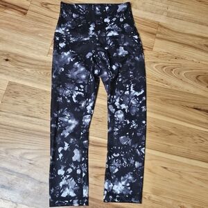 Lululemon Wunder Under High-Rise‎ Crop Leggings Size 4 Abstract Splatter Tye Dye
